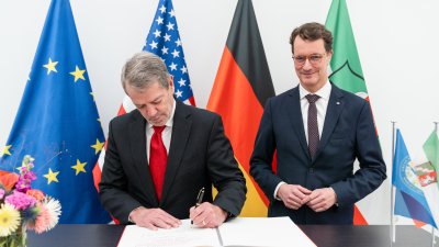 Ministerpräsident Wüst empfängt Gouverneur von Nebraska Jim Pillen 