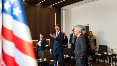 Ministerpräsident Wüst empfängt den Gouverneur von Minnesota Tim Walz