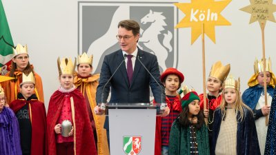 Ministerpräsident Hendrik Wüst empfängt Sternsinger
