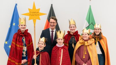 Ministerpräsident Hendrik Wüst empfängt Sternsinger