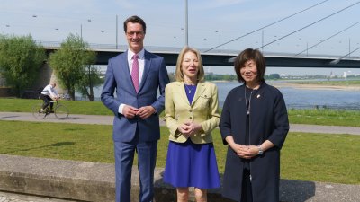 Ministerpräsident Hendrik Wüst empfängt die neue Botschafterin der USA Amy Gutmann