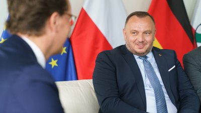 Ministerpräsident Hendrik Wüst empfängt den Marschall der polnischen Woiwodschaft Schlesien