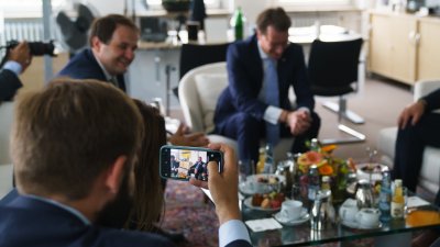 Ministerpräsident Hendrik Wüst empfängt den Marschall der polnischen Woiwodschaft Schlesien