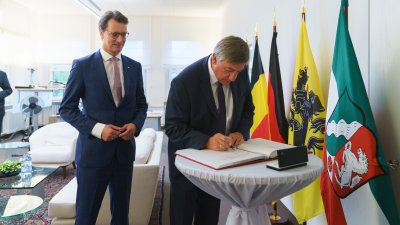 Ministerpräsident Hendrik Wüst empfängt den flämischen Ministerpräsidenten Jan Jambon