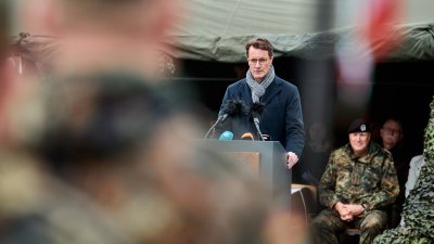 Ministerpräsident bei Aufstellungsappell für das Heimatschutzregiment 2