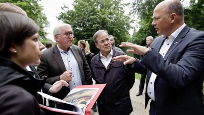 Bundespräsident Frank-Walter Steinmeier und Ministerpräsident Armin Laschet besuchen Erftstadt im Rhein-Erft-Kreis