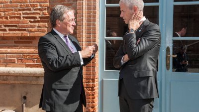 Kulturbevollmächtigter Armin Laschet nimmt am Deutsch-Französischen Ministerrat mit Bundeskanzlerin Angela Merkel und dem französischen Staatspräsidenten Emmanuel Macron in Toulouse teil