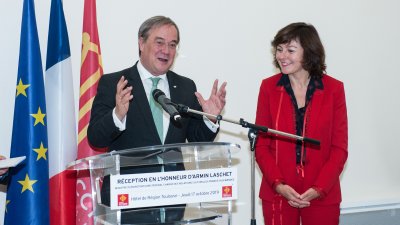 Kulturbevollmächtigter Armin Laschet nimmt am Deutsch-Französischen Ministerrat mit Bundeskanzlerin Angela Merkel und dem französischen Staatspräsidenten Emmanuel Macron in Toulouse teil
