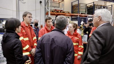 Bundespräsident Frank-Walter Steinmeier und Ministerpräsident Armin Laschet besuchen Erftstadt im Rhein-Erft-Kreis