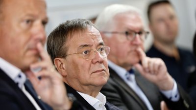 Bundespräsident Frank-Walter Steinmeier und Ministerpräsident Armin Laschet besuchen Erftstadt im Rhein-Erft-Kreis