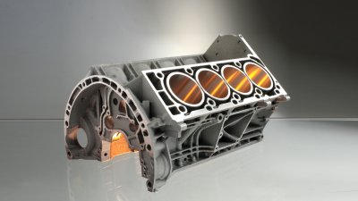 Ein Model eines Motorblocks