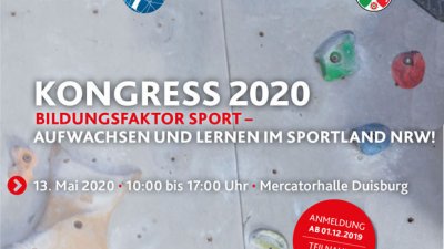 Werbeplakat für Kongress 2020 mit greuem Hintergrund und bunten Elementen.