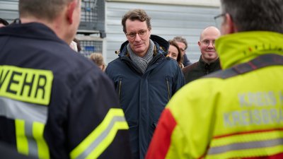Ministerpräsident besucht gemeinsam mit Minister Krischer von Hochwasser bedrohte Gebiete 