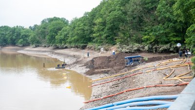 Bundesinnenminister Horst Seehofer und Ministerpräsident Armin Laschet besuchen die Steinbachtalsperre im Kreis Euskirchen