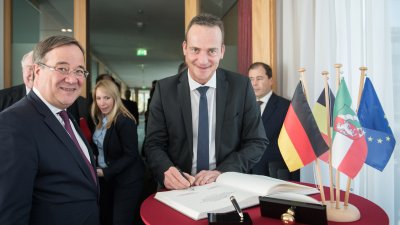 Ministerpräsident Armin Laschet empfängt die Regierungschefs der Wallonie und der Deutschsprachigen Gemeinschaft Belgiens