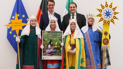 Ministerpräsident Hendrik Wüst empfängt Sternsinger zum traditionellen Dreikönigssingen