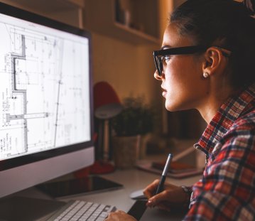 Architektur Bauplan Digitalisierung Monitor