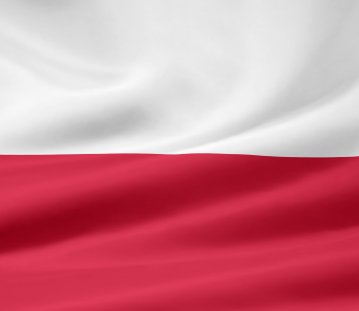 Nationalflagge Polens: waagerecht zweifarbig - oben weiß, unten rot.