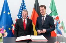 Ministerpräsident Wüst empfängt Gouverneur von Nebraska Jim Pillen 