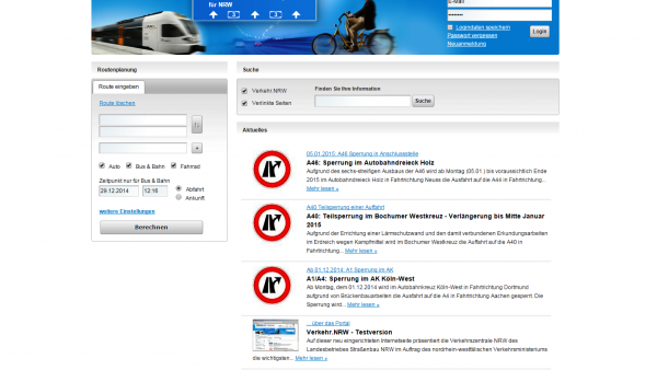 Website Verkehr.NRW