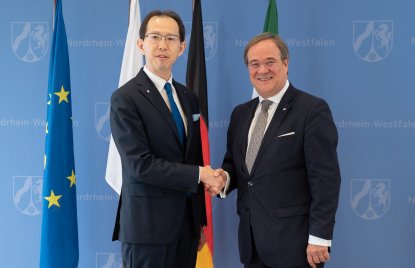 Ministerpräsident Armin Laschet empfängt den Gouverneur der japanischen Präfektur Fukushima