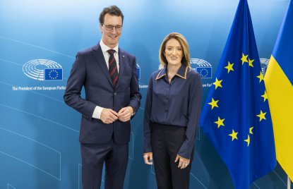 Ministerpräsident Hendrik Wüst trifft die Präsidentin des Europäischen Parlaments Roberta Metsola
