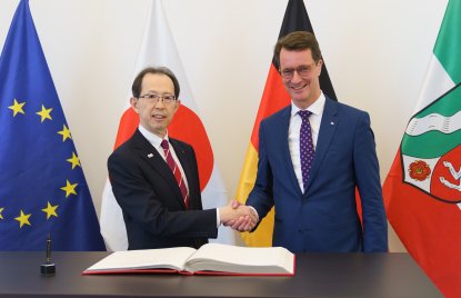 Ministerpräsident Hendrik Wüst trifft den Gouverneur der Präfektur Fukushima Masao Uchibori