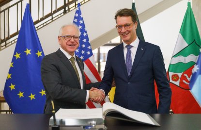 Ministerpräsident Wüst empfängt den Gouverneur von Minnesota Tim Walz