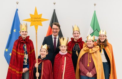 Ministerpräsident Hendrik Wüst empfängt Sternsinger