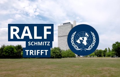 Titelbild "Ralf Schmitz trifft", daneben das UN-Logo