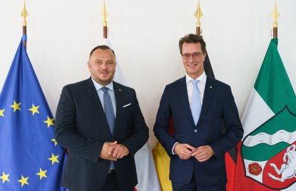 Ministerpräsident Hendrik Wüst empfängt den Marschall der polnischen Woiwodschaft Schlesien