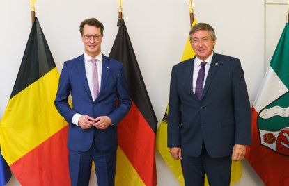 Ministerpräsident Hendrik Wüst empfängt den flämischen Ministerpräsidenten Jan Jambon