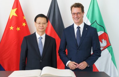 Ministerpräsident Hendrik Wüst trifft den Gouverneur der chinesischen Partnerprovinz Jiangsu