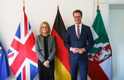 Ministerpräsident Wüst empfängt die Botschafterin des Vereinigten Königreichs Jill Gallard