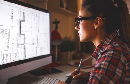 Architektur Monitor Digitalisierung Bauplan