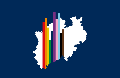 Logo der Studie mit bunten Balken über einer NRW-Karte