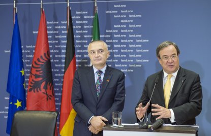 Ministerpräsident Armin Laschet empfängt den albanischen Staatspräsidenten Meta