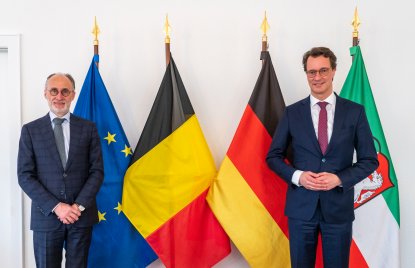 Ministerpräsident Wüst empfängt den belgischen Botschafter Geert Muylle 01.03.2022