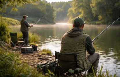 2 Angler am See, Morgenstimmung