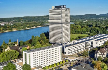 Luftbild des Langen Eugen in Bonn